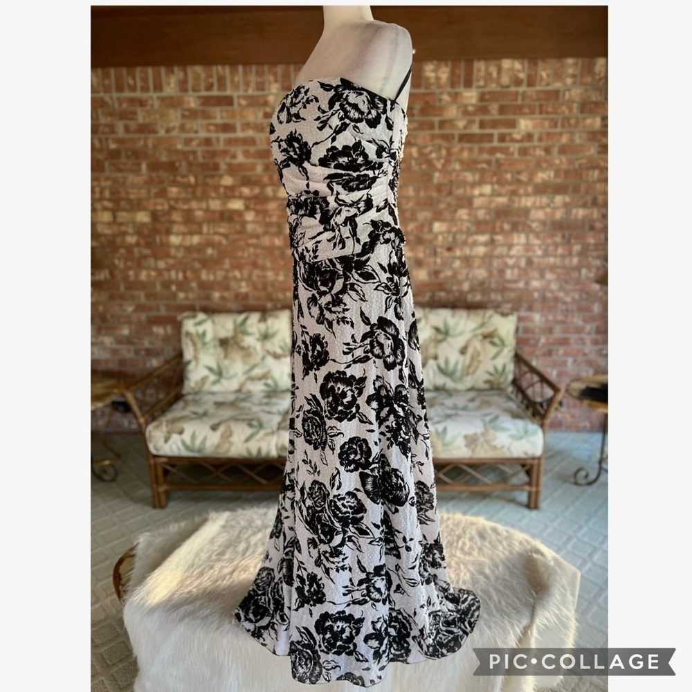 Lillie Rubin Vintage Beaded Strapless White Black Floral Evening Dress 10 Glam - Picture 8 of 16